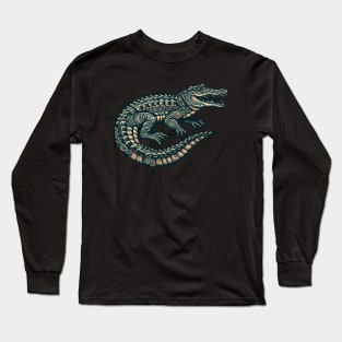 traditional crocodile tattoo Long Sleeve T-Shirt